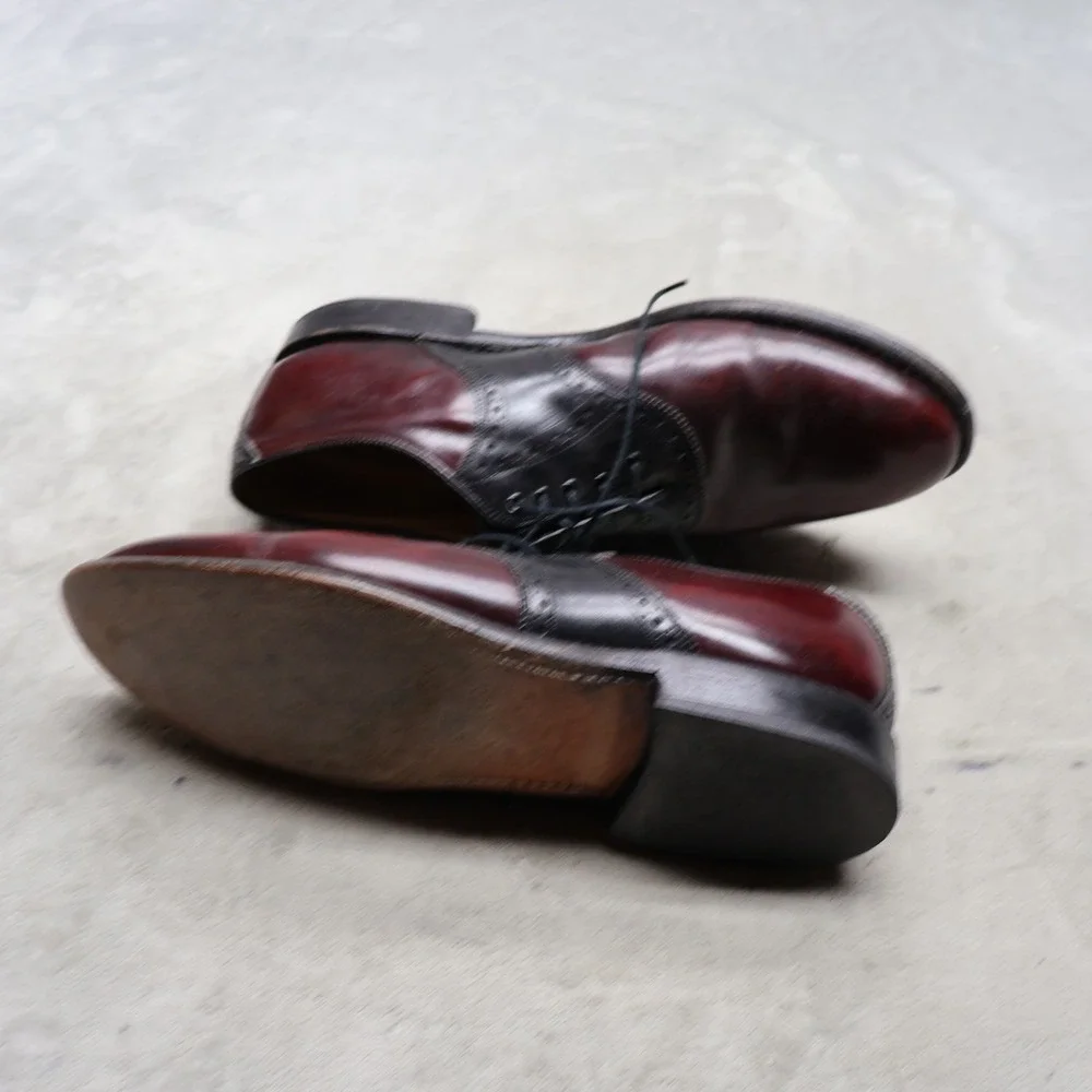 Johnston Murphy Aristocraft Mens 10.5 Oxford Shoes Red Leather Dress Wingtip